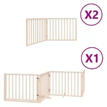 Puerta Para Perros Plegable 8 Paneles Madera De Álamo 640 Cm Vidaxl