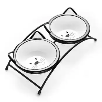 Y Yhy Juego De Cuencos Para Comida Para Gatos, Cuencos Elevados Para Comida Y Agua,12 Onzas, Apto Para Lavavajillas