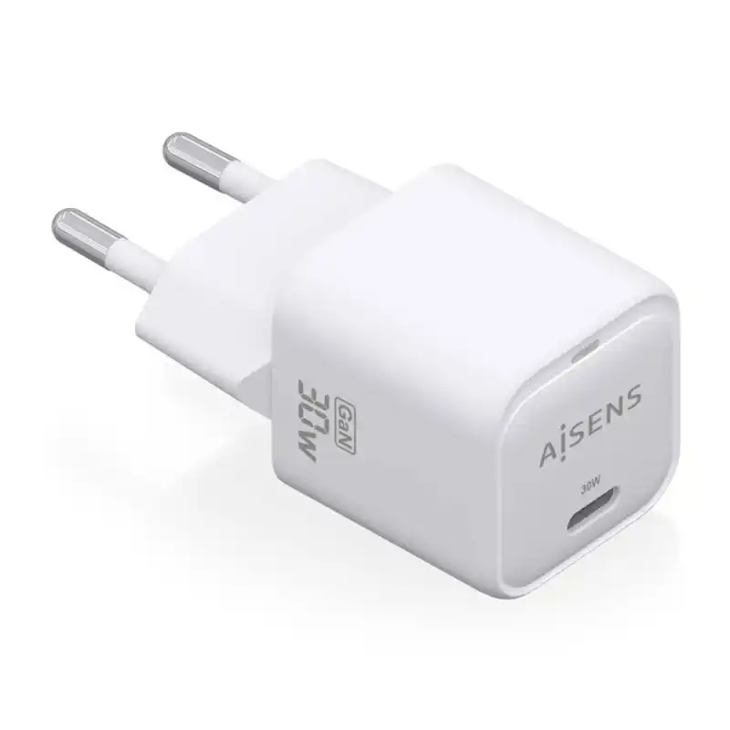 Aisens Cargador GaN 30W 1x USB-C PD3.0 QC4.0 Blanco
