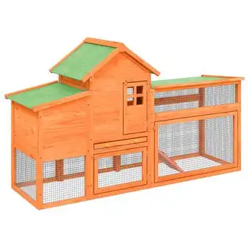 Gallinero Madera Maciza De Pino Marrón 186,5x58,5x113 Cm Vidaxl