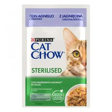 Purina Cat Chow Sterilized Comida Húmeda en Gelatina para Gatos con Cordero, 26 x 85 gr - Cat Chow - Comparador de precios