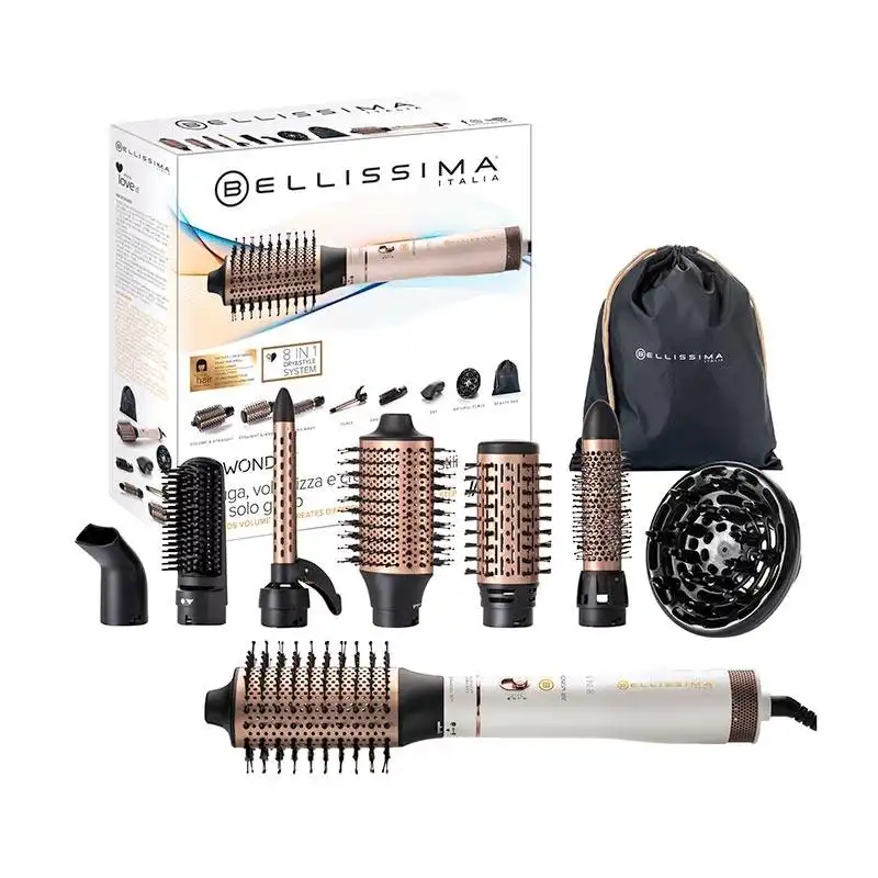 Bellissima Air Wonder Cepillo de Aire Caliente 8 en 1 con Tecnología de Iones 1000W