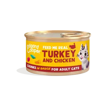 Edgard & Cooper Comida Húmeda para Gatos Trocitos en Salsa Pavo y Pollo, 18 x 85g - Edgard & Cooper - Comparador de precios