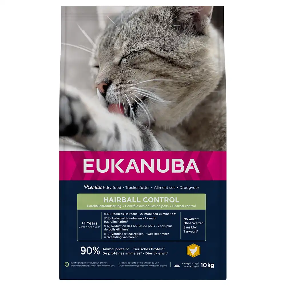 Eukanuba Hairball Control Adult para gatos - 10 kg
