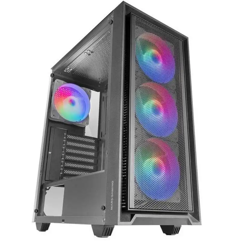 Mars Gaming MC-AIR Caja Gaming ATX 4x Ventiladores FRGB 12cm Frontal Mesh Cristal Templado Negro