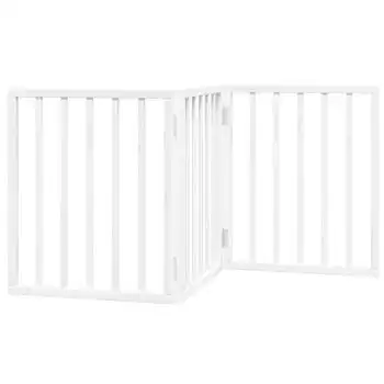 Puerta Para Perros Plegable 3 Paneles Madera Álamo Blanca 150cm Vidaxl