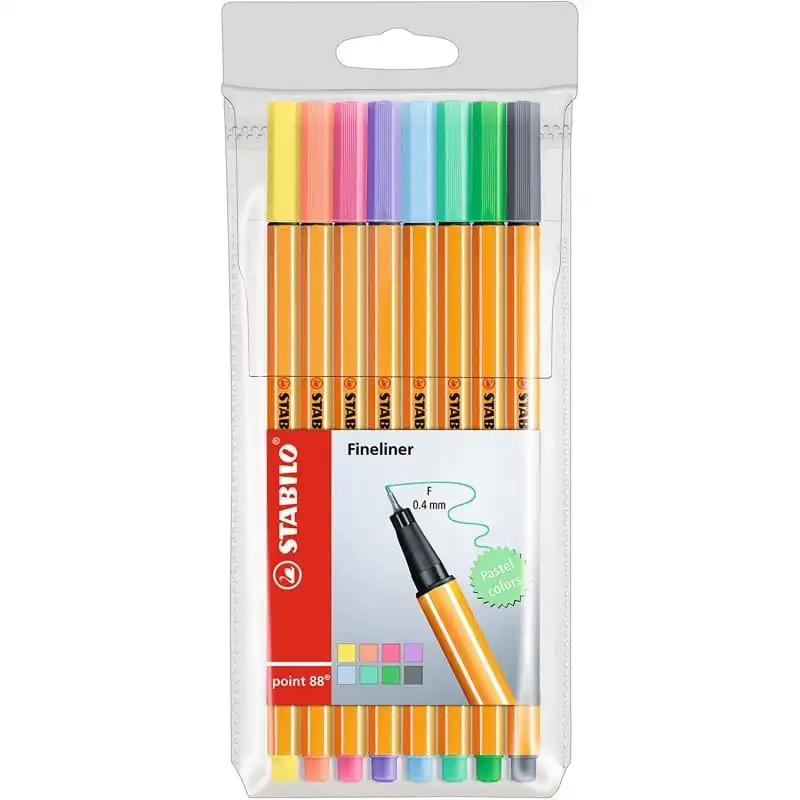 STABILO Point 88 Estuche de 8 Rotuladores Pastel