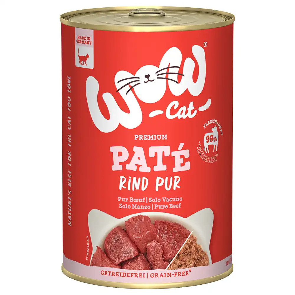 WOW Cat Adult 6 x 400 g - Vacuno puro