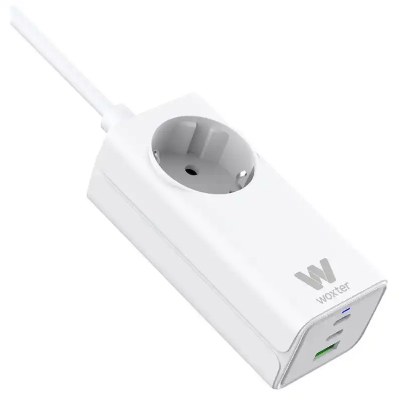 Woxter Alargador Schuko 3 Puertos 1 USB-A + 2 USB-C Blanco