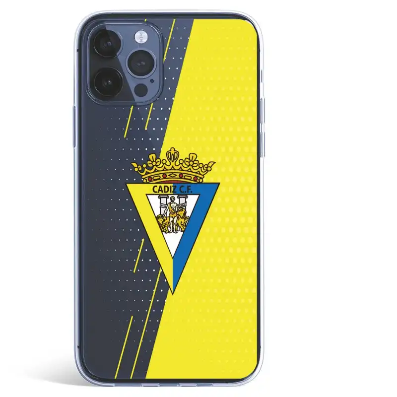 Funda Licencia Oficial Cádiz CF Fondo Amarillo y Transparente para iPhone 12 Pro Max