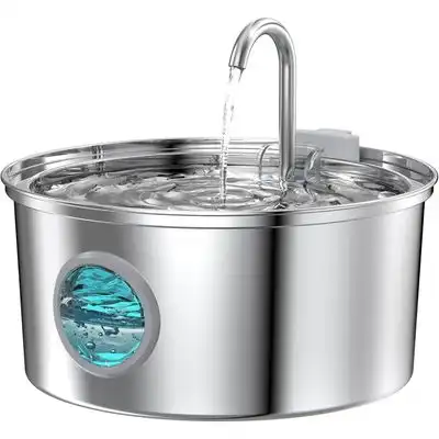 HausPets Fuente de Agua Inox 3,2 L con Ventana y Bomba - Colores: Acero inoxidable - Zooventure - Comparador de precios