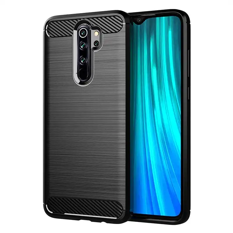 Max Power Digital Funda Fibra De Carbono Para Xiaomi Redmi Note 8 Pro Antigolpes Silicona Negra