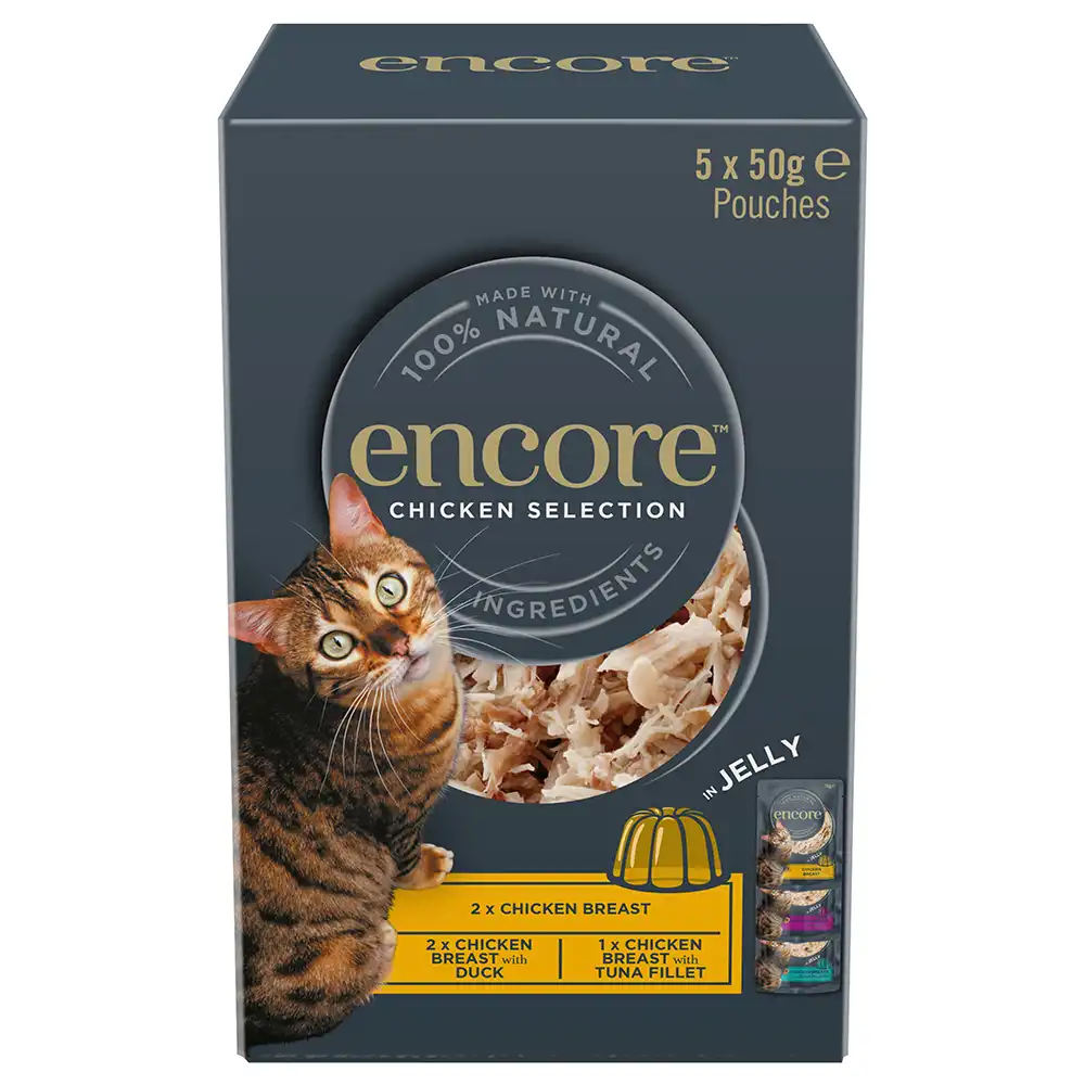 Encore en gelatina en bolsitas 5 x 50 g para gatos - Pack mixto - Selección de pollo (3 variedades) - Encore - Comparador de precios