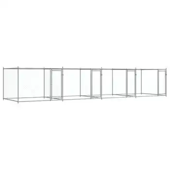 Jaula De Perros Con Puertas Acero Galvanizado Gris 8x2x1,5 M Vidaxl