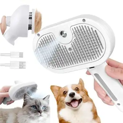 Pawffee Cepillo autolimpiante 3 en 1 blanco, antiestático, masaje mascotas - 1 pieza - Pawffee - Comparador de precios