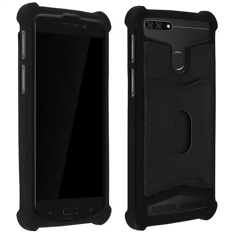 Avizar Funda de Silicona con Cartera Negra para Smartphones 5.3" a 5.5"