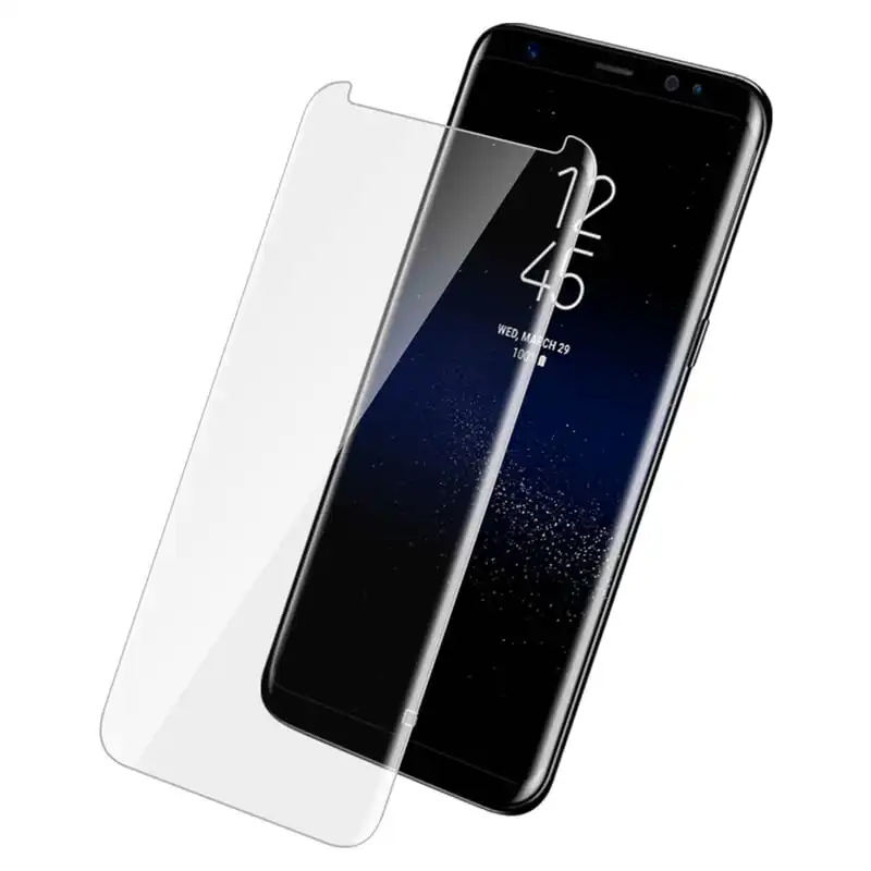 Avizar Protector Cristal Templado Curvo + Kit LED + Adhesivo Líquido para Samsung Galaxy S8 Plus