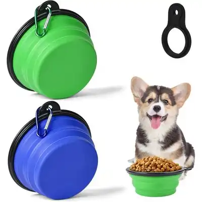 HausPets Juego 2 comederos plegables 350 ml mosquetón perros gatos, azul - azul verdoso - HausPets - Comparador de precios