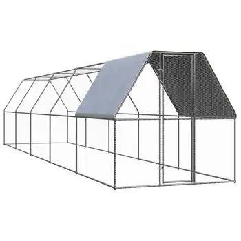Jaula Gallinero De Acero Galvanizado 2x10x2 M Vidaxl
