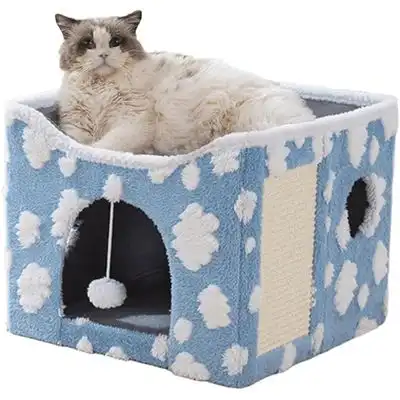 UAMLY Cama plegable para gatos con rascador - blanco - Uamly - Comparador de precios