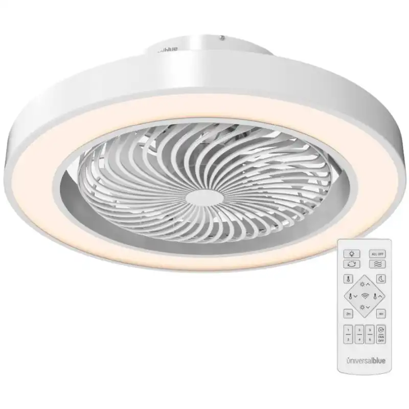 Universal Blue Xaloc 7048W Ventilador de Techo con Luz LED 24W y Aspas Ocultas 36W Blanco