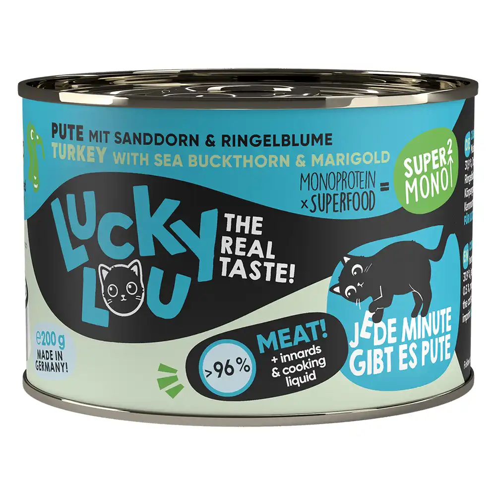 Lucky Lou SuperMono² 6 x 200 g comida húmeda para gatos - Pavo
