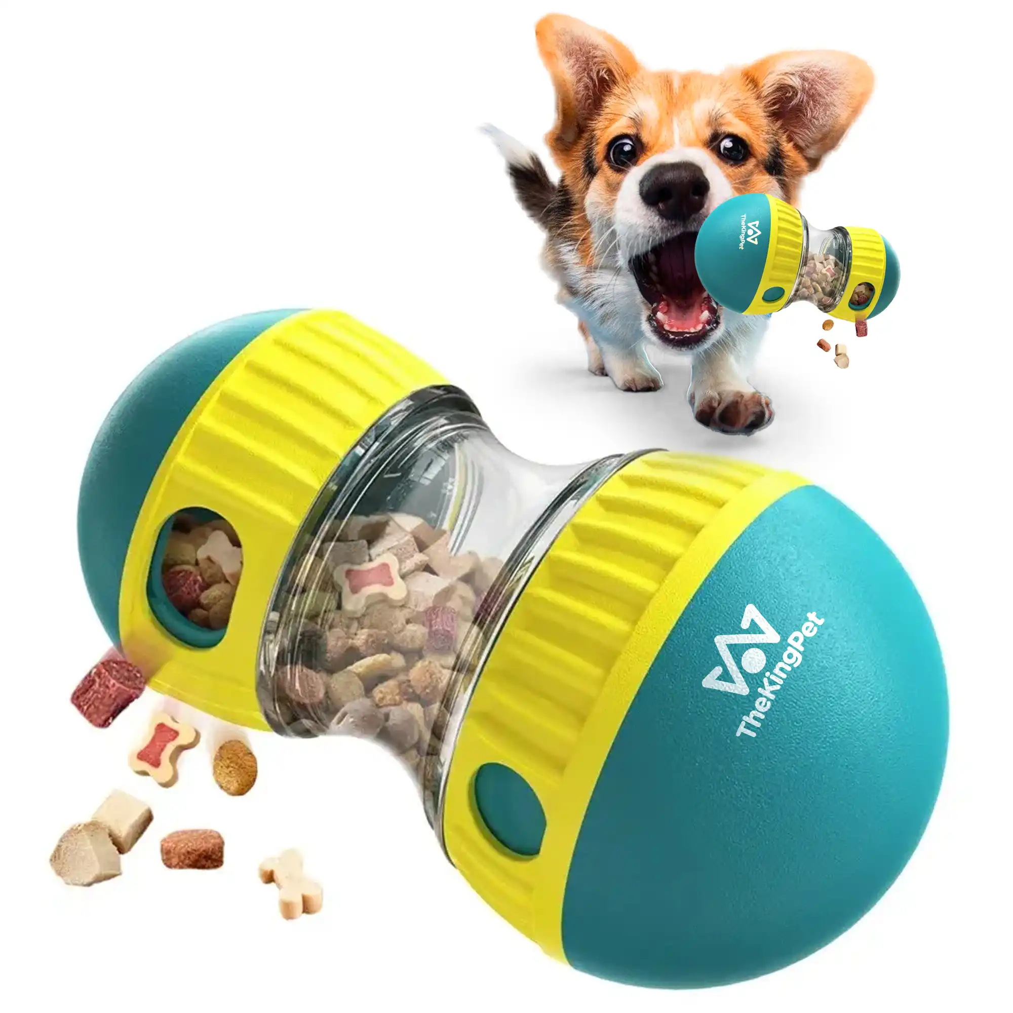 TheKingPet Bola con Fugas  Interactivo con chuches y premios para perros - 16 x 9 x 9 cm - TheKingPet - Comparador de precios