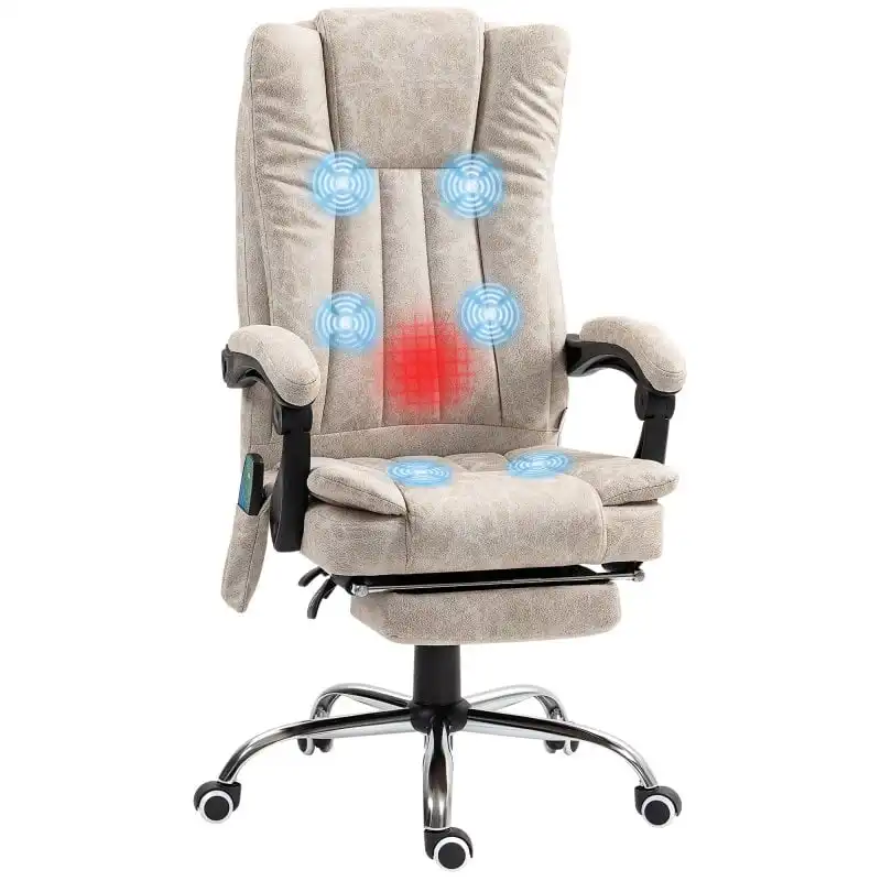 Vinsetto Silla De Masaje Reclinable Con 6 Puntos De Masaje Crema