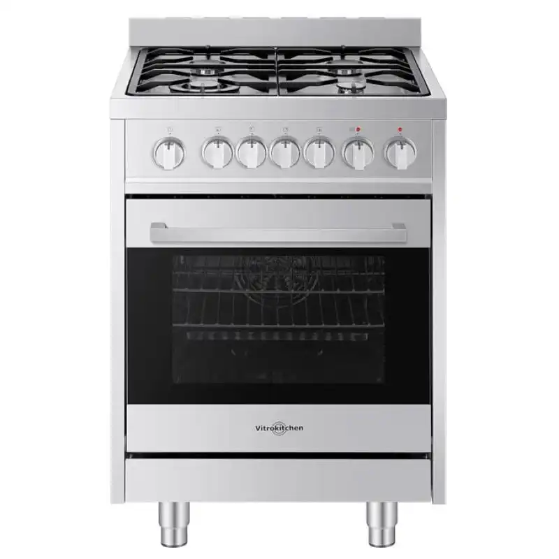 Vitrokitchen ST6060IB Cocina a Gas Butano 4 Fuegos con Horno Eléctrico 60cm
