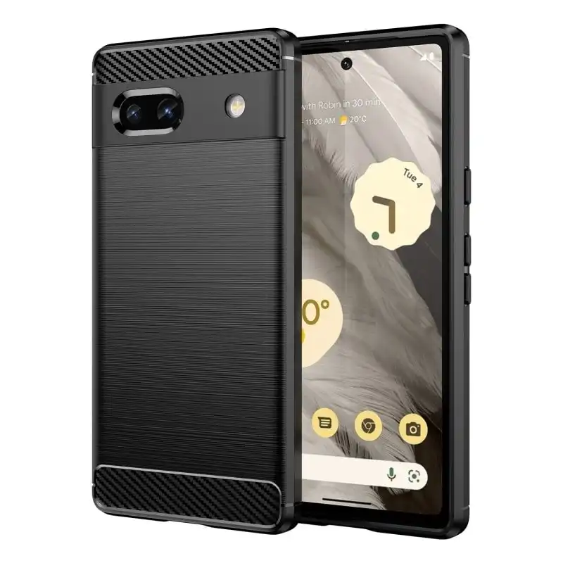 Max Power Digital Funda Fibra de Carbono para Google Pixel 7a Antigolpes Silicona Negra