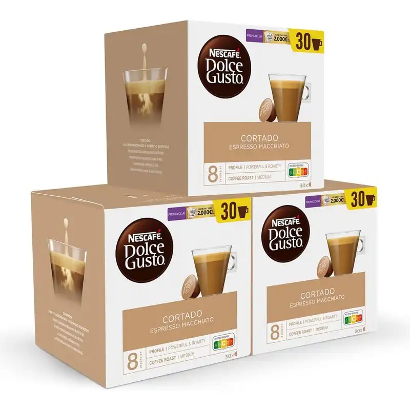 Nescafé Dolce Gusto Cortado Espresso Macchiato Pack de 3 Cajas de 30 Capsulas