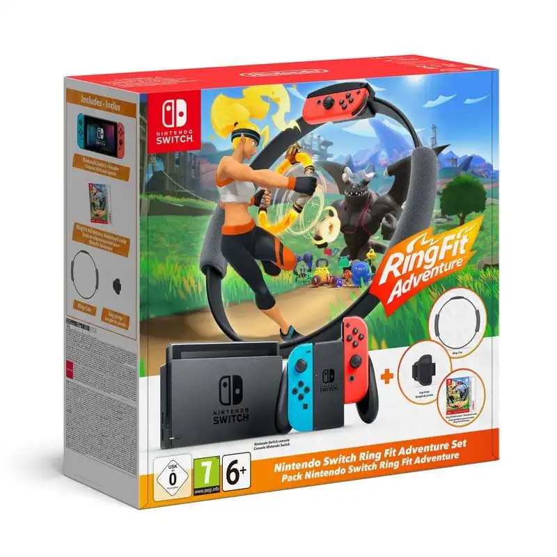 Nintendo Pack Switch Azul Neón/Rojo Neón + Ring Fit Adventure