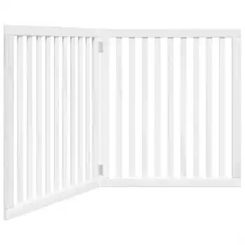 Puerta Para Perros Plegable 2 Paneles Madera Álamo Blanca 160cm Vidaxl
