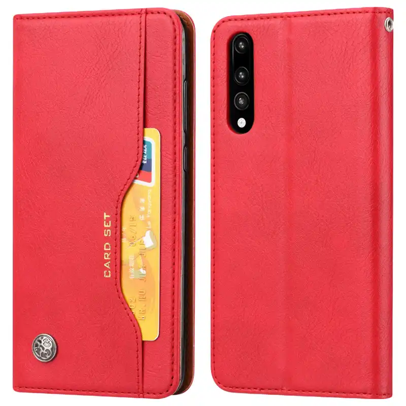 Avizar Funda Libro de Cuero Roja para Huawei P20 Pro