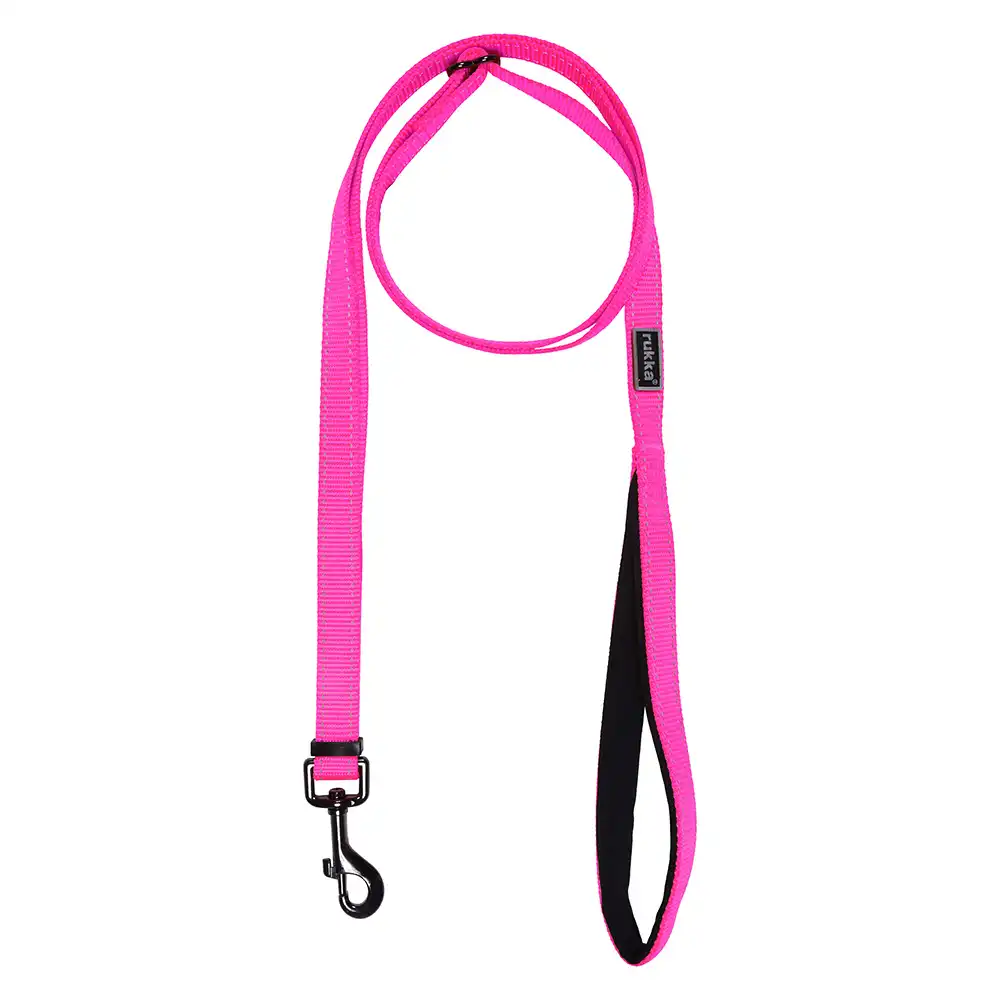 Correa reflectante Rukka® Bliss Neon rosa para perros - M: 200 cm de largo, 20 mm de ancho