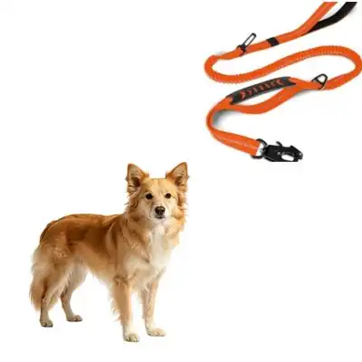 MCBOSON Correa elástica para perros color naranja (antitirones, 2 asas) - 1 artículo - Mcboson - Comparador de precios