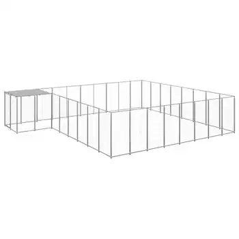 Perrera Exterior | Jaula Para Perro | Parque Para Mascotas Plateada 20,57 M² Acero Cfw784027