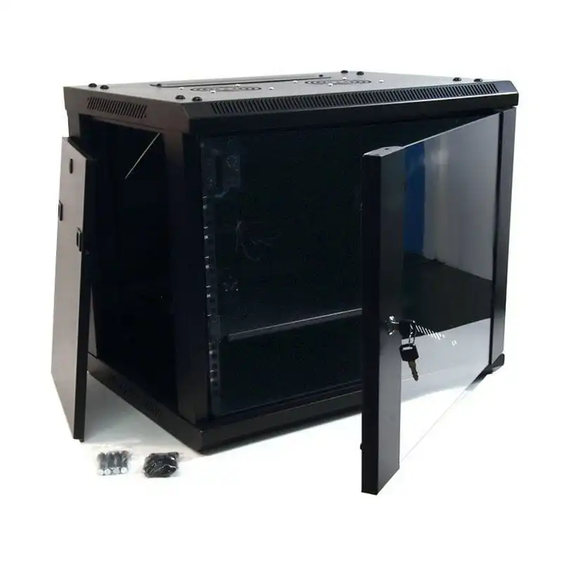 Powergreen Armario Rack Mural 19" 9U 600x450mm + Termostato + 2 Ventiladores + 1 Bandeja Fija