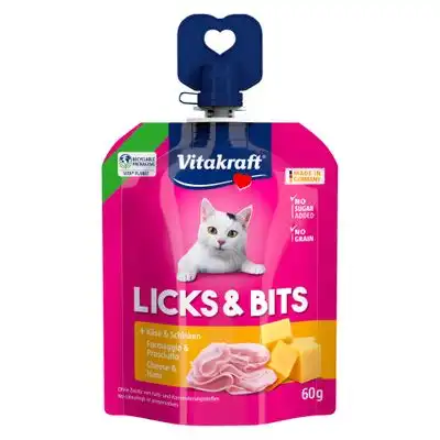 Vitakraft Licks & Bits 16 x 60 g snack para gatos - Queso y jamón - Vitakraft - Comparador de precios