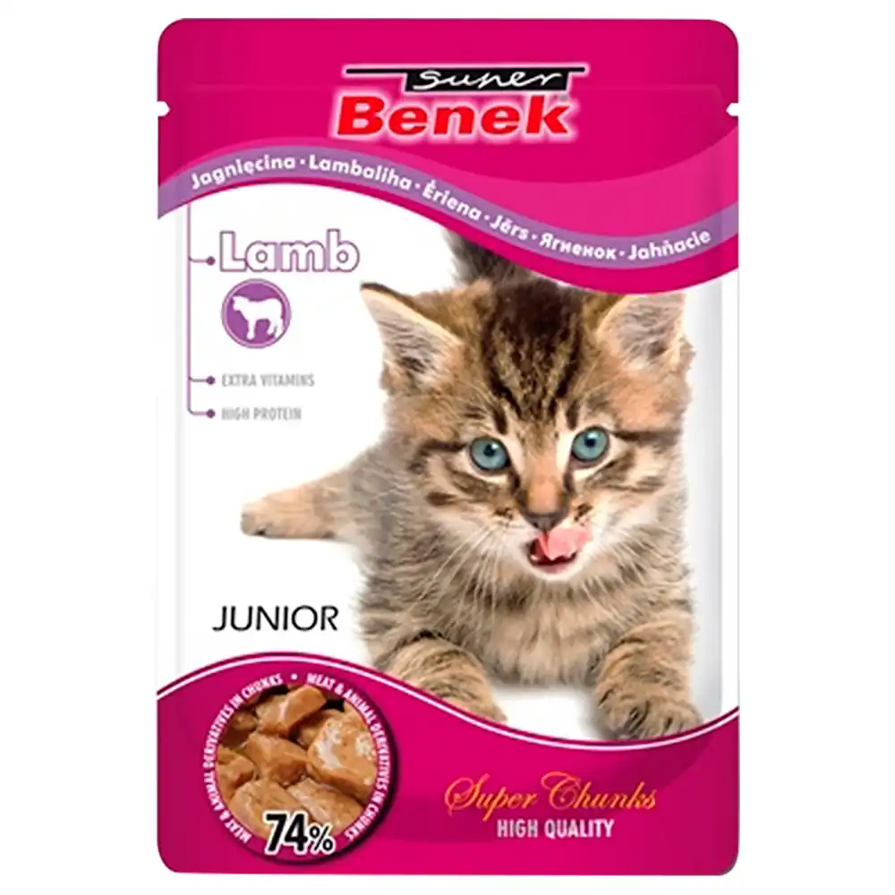 Super Benek Super Chunks Kitten 24 x 100 g - Cordero en salsa