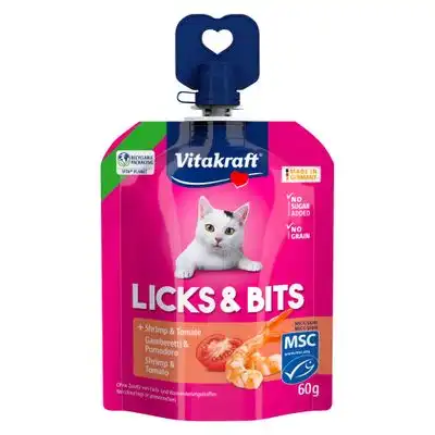 Vitakraft Licks & Bits 16 x 60 g snack para gatos - Gambas y tomate - Vitakraft - Comparador de precios