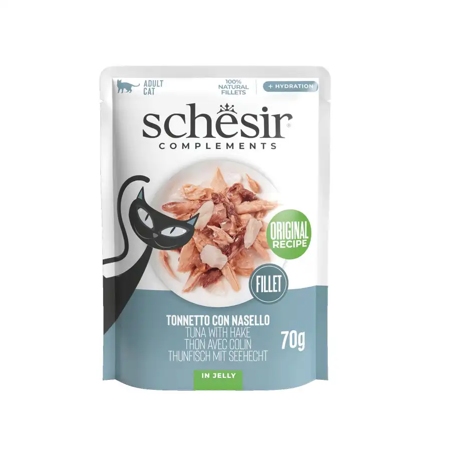 0.07 KG Schesir Atún con Merluza en Gelatina sobre para gatos - Schesir - Comparador de precios