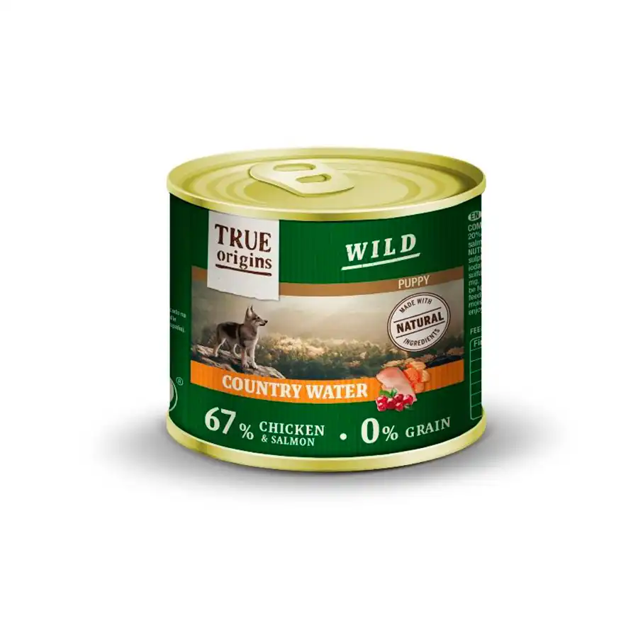 True Origins Wild Puppy Country Water Pollo y Salmón en paté lata