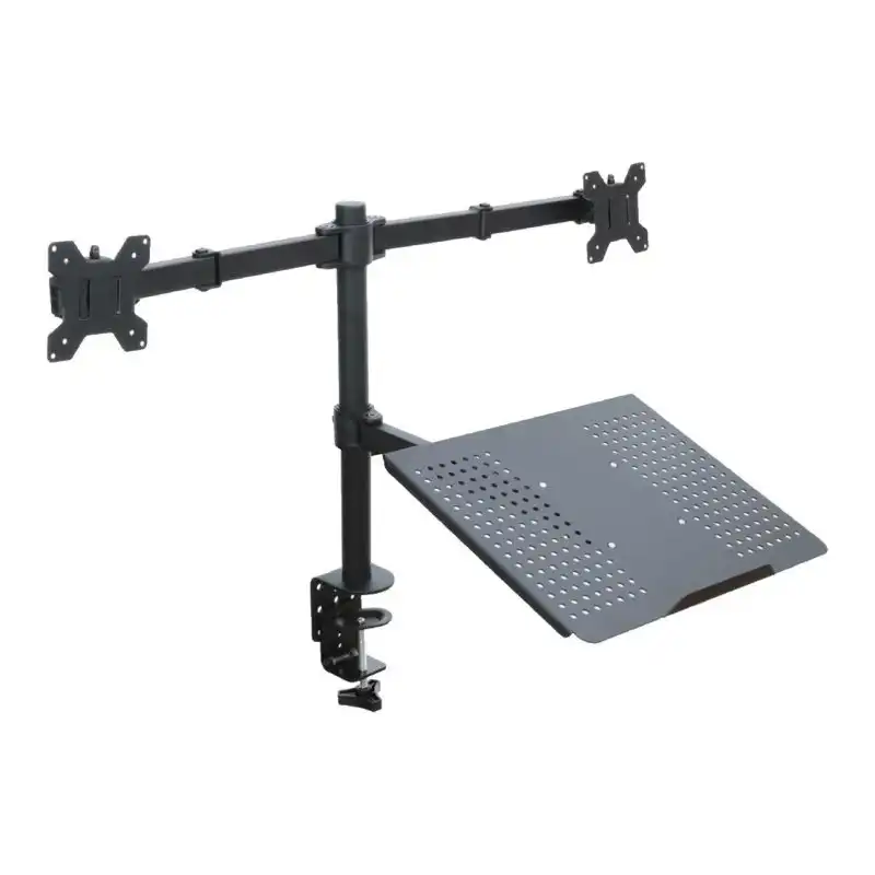 Art Art L-25 Soporte de Escritorio para 2 Monitores 13-27" + Estante para Portátil 10 Kg Negro
