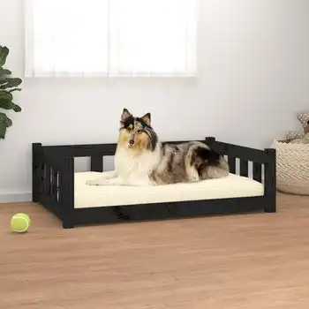 Cama Para Perros Madera Maciza De Pino Negro 95,5x65,5x28 Cm