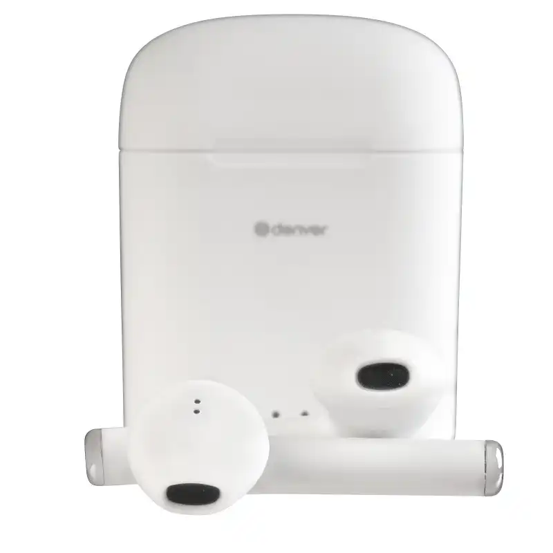 Denver TWE-46WHITE Auriculares Bluetooth con Estuche de Carga Blancos