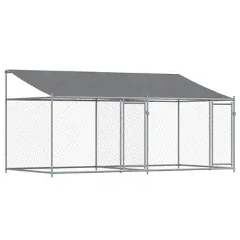 Jaula De Perros Techo Y Puertas Acero Galvanizado Gris 4x2x2 M Vidaxl