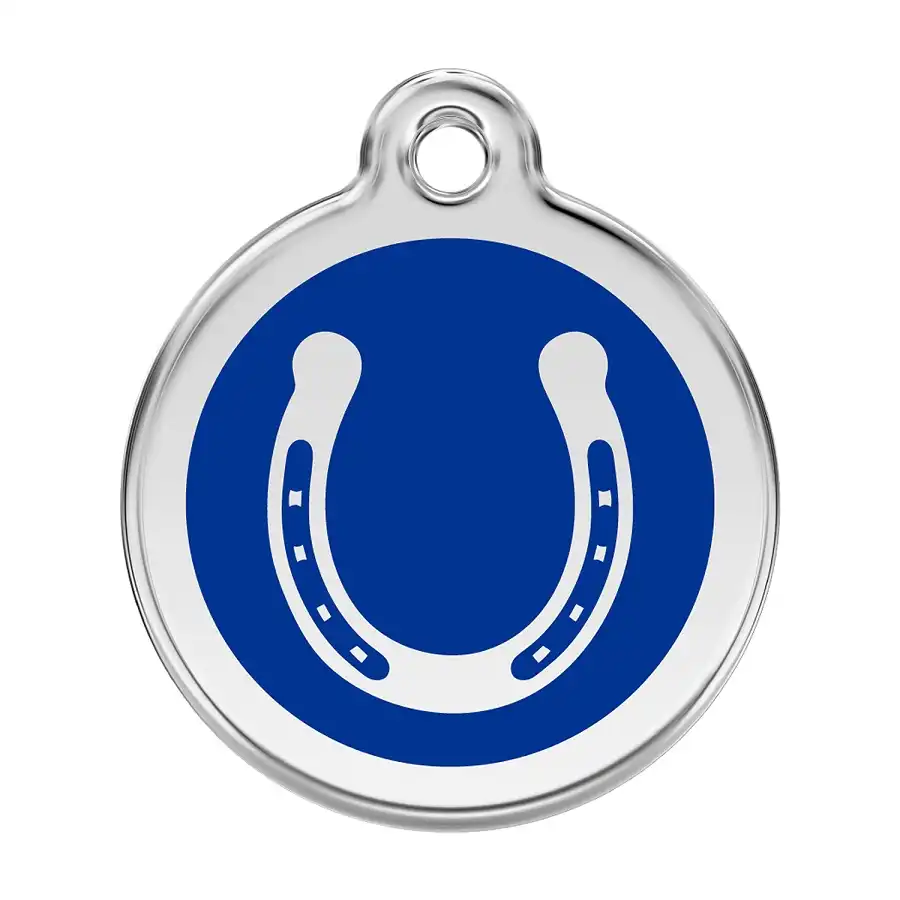 Placa identificativa Acero Inoxidable Esmalte Herradura Azul para perros