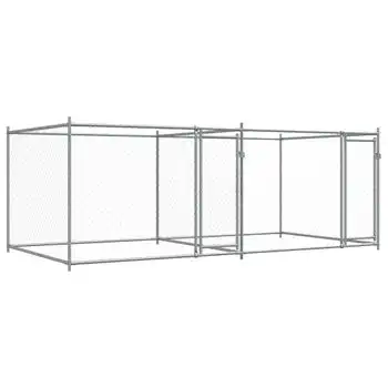 Jaula De Perros Con Puertas Acero Galvanizado Gris 4x2x1,5 M Vidaxl