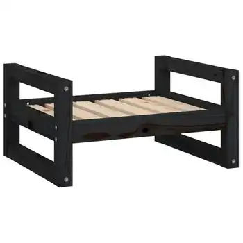 Cama Para Perros Madera Maciza De Pino Negro 55,5x45,5x28 Cm Vidaxl